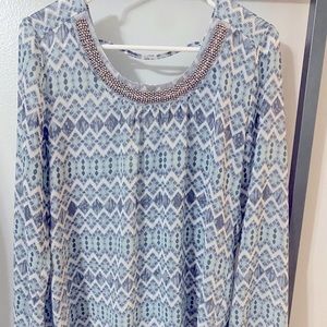 Blue Peasant Style Blouse